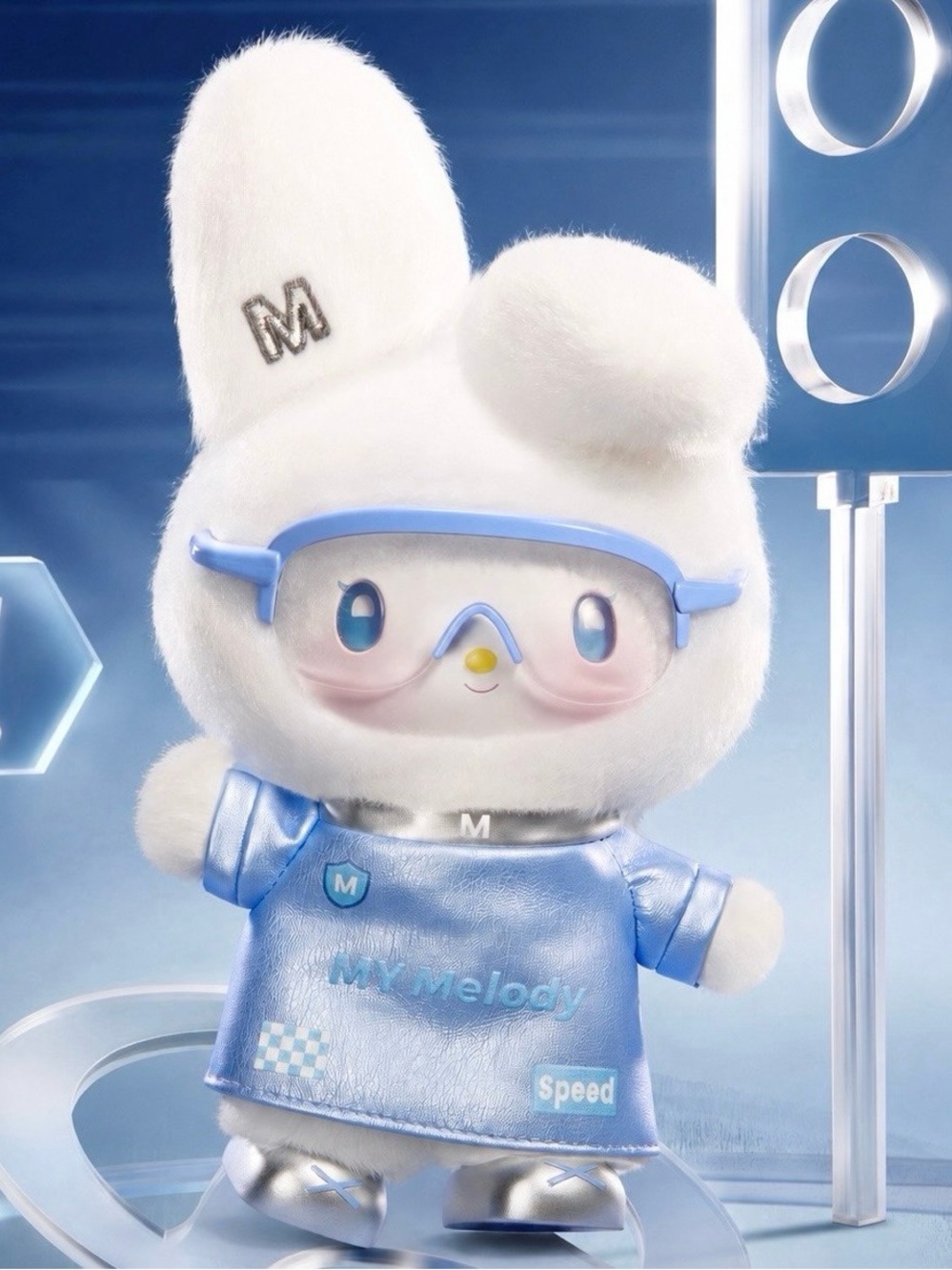 Hello Kitty and Friends Racing Club Vinyl Plush Pendant - My Melody Wht/Blue